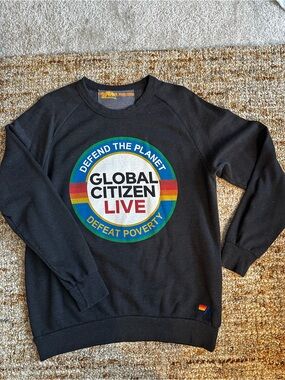 Rare Global Citizen Live Charcoal Black Crewneck Sweatshirt by Aviator Nation